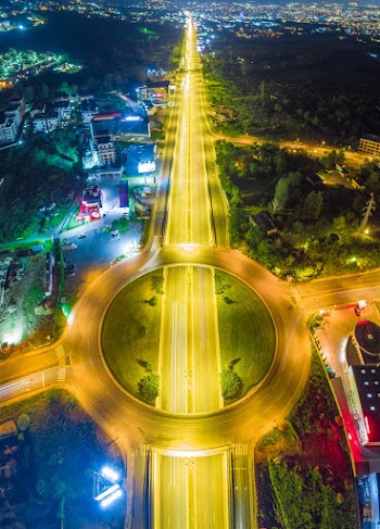 Aerial Photography of Yellow-lighted Intersecting Roads
