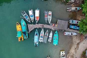 Aerial Shot Of Boats On Body Of Water