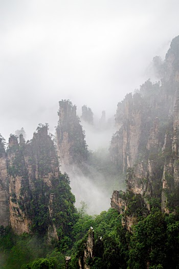 Aerial Shot Of Foggy Mountain