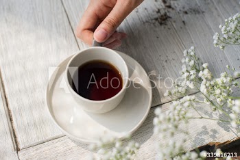 Aerial view of a hot coffee drink