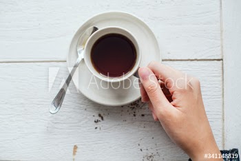 Aerial view of a hot coffee drink