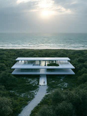 Aerial View of a Modern Minimalist Villa