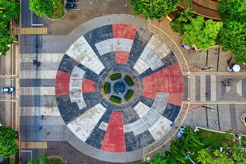 Aerial View Of A Park With Concrete 