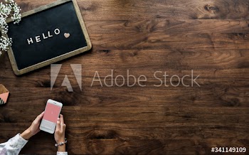 Aerial view of black board with the letter forming hello greeting concept