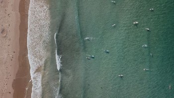 aerial view of blue body of water