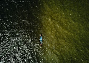 Aerial View of Boat on Body of Water