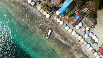 Aerial View of Boat on Seashore