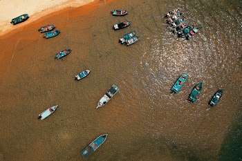 Aerial View of Boats Cruising on Water