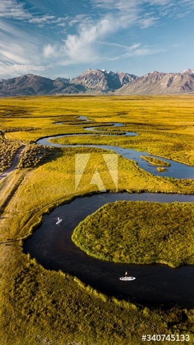 Aerial view of boats in river