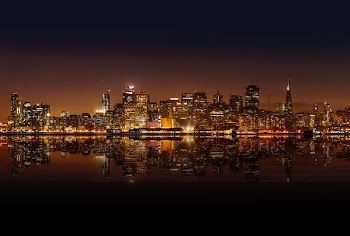 aerial view of buildings during night time