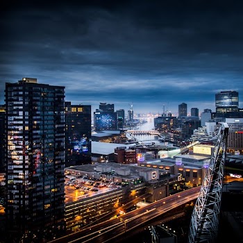 aerial view of busy city
