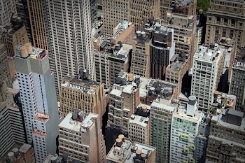 aerial view of city buildings