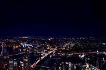 aerial view of city buildings during nighttime
