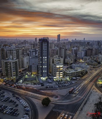 Aerial View Of City During Golden Hour