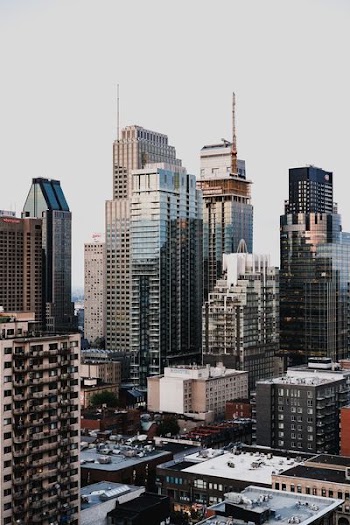 aerial view of clear glass high-rise building