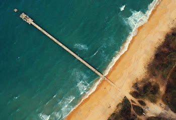 Aerial View of Dock and Body of Water