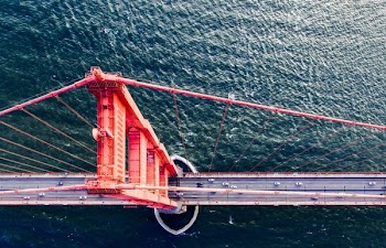 aerial view of Golden Gate Bridge