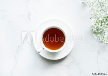 Aerial view of hot tea drink