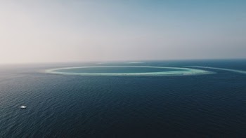 aerial view of island and ocean
