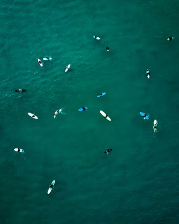 Aerial View of Kayaks