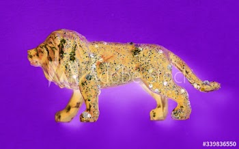 Aerial view of lion with effects