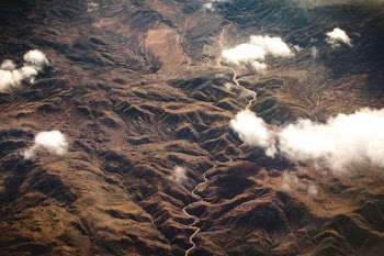 aerial view of mountainous region
