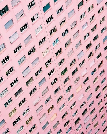 Aerial View of Pink Painted Apartment Complex