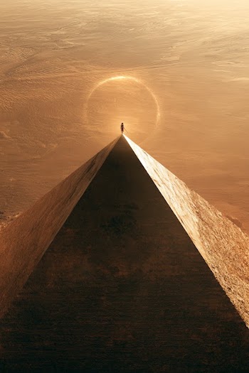 Aerial View of Pyramid with Female Sun Warrior