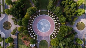 Aerial View of Round Plaza Surrounded With Trees