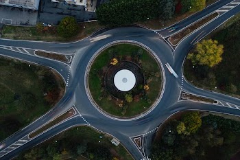 aerial view of roundabout