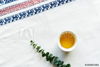 Aerial view of safflower tea drink