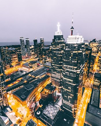 aerial view of skyscrapers under clear sky