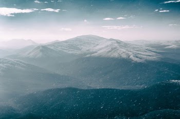 aerial view of snowy mountain