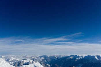 aerial view of snowy mountain