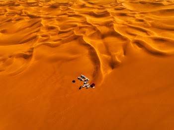 Aerial View of Vehicles on Dessert