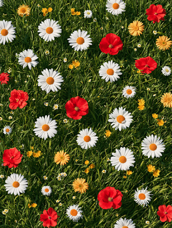 Aerial View of Vibrant Wildflowers