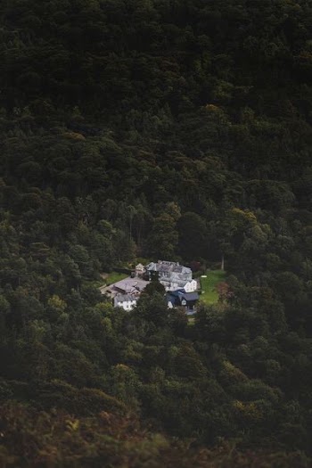 aerial view of village