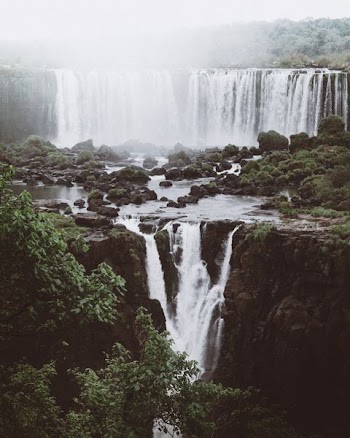aerial view of waterfalls during day time