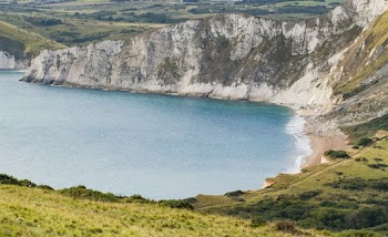 Aerial View of White Cliffs and a Beach