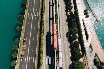 aerial view photography of train on bridge