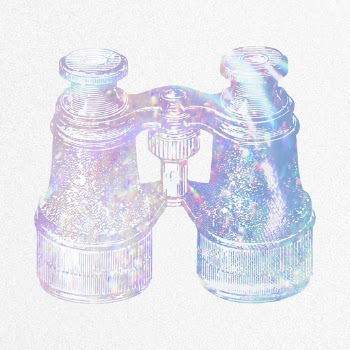 Aesthetic binoculars collage element, holographic | Free PSD Illustration - rawpixel