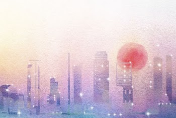 Aesthetic city background, watercolor sunset | Free Photo Illustration - rawpixel