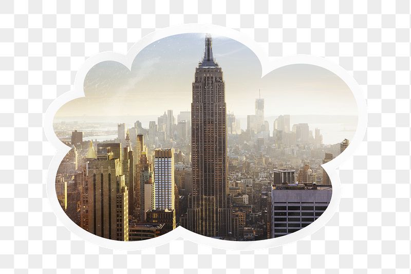 Aesthetic cityscape png cloud badge | Free PNG - rawpixel