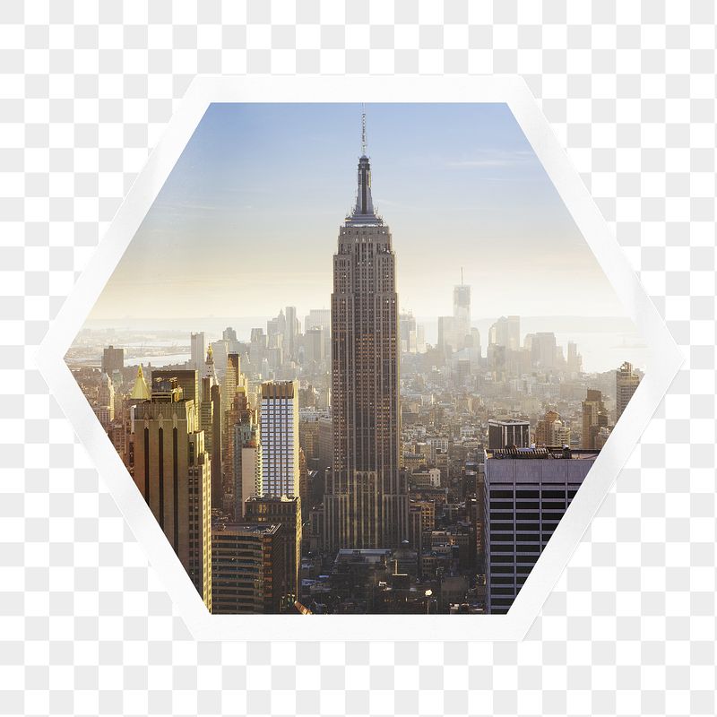 Aesthetic cityscape png sticker, hexagon | Free PNG - rawpixel