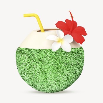 Aesthetic coconut drink collage element, | Free PSD - rawpixel