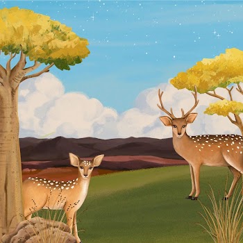 Aesthetic deer background, drawing design | Free Photo Illustration - rawpixel