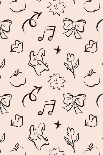 Aesthetic doodle pattern background, bunny | Free Photo - rawpixel