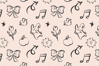 Aesthetic doodle pattern background, bunny | Free Photo - rawpixel