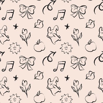 Aesthetic doodle pattern background, bunny | Free PSD - rawpixel