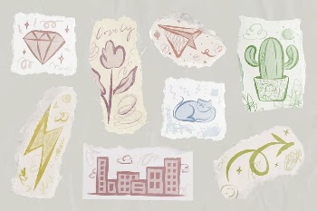 Aesthetic doodle sticker, ripped paper | Free Vector - rawpixel